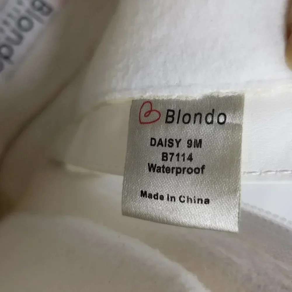 Blondo Daisy  Waterproof Lug Sole Boot in White Nylon